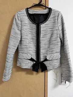 ストライプ ノーカラー ジャケット　Mサイズ