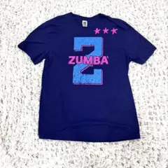 正規品 ZUMBA ネイビーとピンクの星柄 TシャツUSED