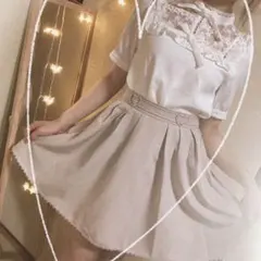 2021エブリンEvelynリボンレースフリルブラウスハートビジュースカートsk