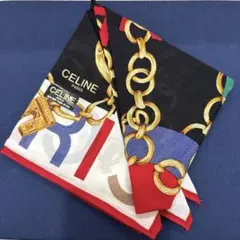 新品✨CELINEセリーヌ　 ハンカチ 　大判　チェーン　ビッグロゴ　定番人気