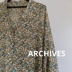 ARCHIVES 花柄 シフォンワンピース 韓国風 Vネック フレア ロング