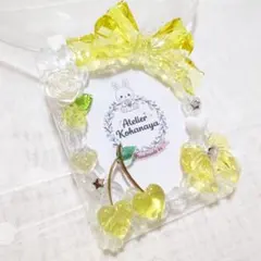 硬質ケーストレカケース 高透明 ホイップデコ イエロー ハートのチェリー リボン