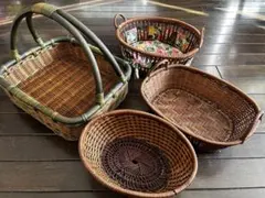 竹製カゴ バスケット 4個セット