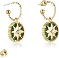 ピアス　アンティーク調　グリーン　上品　星型