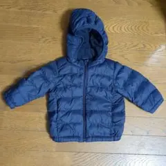 ネイビー フード付きダウン風ジャケット