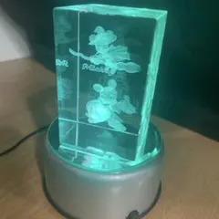 ミッキーマウス　3Dクリスタルライト 回転台座付き