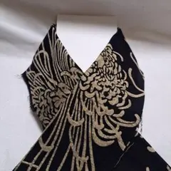 半襟　半衿　ハンドメイド　大菊　花柄　生地　レトロ風　仕付けしやすい芯付き　B