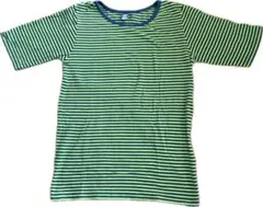 CUBE SUGAR 緑と青のストライプ 半袖Tシャツ　Mサイズのサムネイル