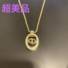 クリスチャンディオール ネックレス CDロゴ ゴールドメッキ ラインストーン