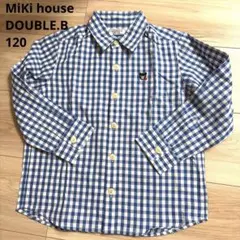 新品未使用　ミキハウス　ギンガムチェック　長袖シャツ　DOUBLE.B 青と白