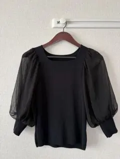 【美品】センスオブプレイス 5分袖シアーボリュームセーター