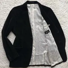 ★ベルベット★ コムサ イズム ジャケット ストライプ ピークドラペル 黒 L