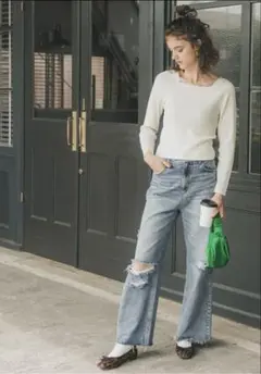 【新品未使用】coca リブニット スクエアネック WHITE Mサイズ