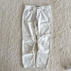 INGNI ホワイト ダメージデニム クラッシュ加工 M ホワイト ストレッチ無