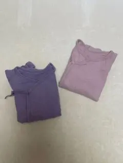 ベビー肌着 2枚セット パープル ピンク 長肌着