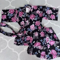 姫ギャル 量産型 浴衣ドレス 甚平 セパレート 花柄 リボン フリル