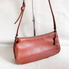 COACH コーチ アクセサリーポーチ ハンドバッグ レザー ブラウン 手提げ