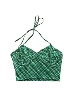 グリーン チェック柄 クロップドキャミソール