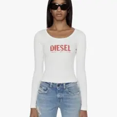 DIESEL ロゴ Tシャツ ロンT ショート丈 クロップド ホワイト 白