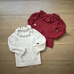 フリルネックニットセーター 80cm 2色セット