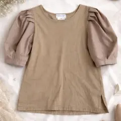 CIAOPANIC TYPY ベージュパフスリーブTシャツ ふんわり袖