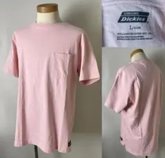 美品★Dickies ディッキーズ ポケット 無地 Tシャツ L ライトピンク