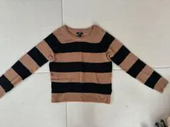 H&M 茶色と黒のストライプの薄手ニット Sサイズ