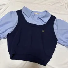 ems ネイビー ニットベスト 半袖