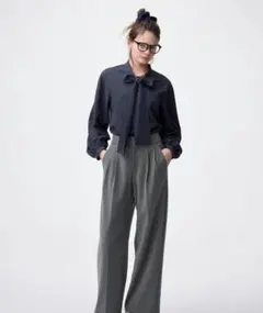 GU タックワイドパンツ 標準丈70.0〜74.0 ダークグレー XS　新品