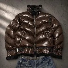 y2k archive B-3風 光沢ブラウン ファー 肉厚中綿ジャケット L