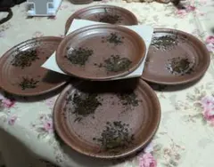 陶器 皿 5枚セット 和食器 鉄釉風のサムネイル