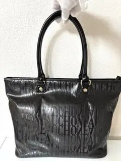 [最終価格]FAUCHONブラックエンボスロゴトートバッグ　A4サイズOK