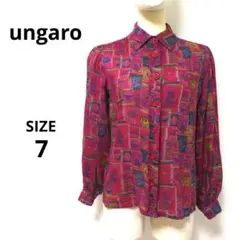 【美品】ungaro シルク ウール アート柄 シャツ