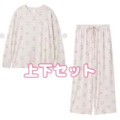 サンリオハウス ジェラートピケ　キティ 総柄ロングTシャツ&パンツ　ピンク