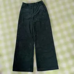 コーデュロイ ワイドパンツ Sサイズ ダークグリーン