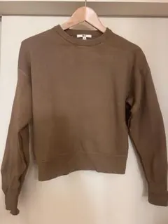 UNIQLO C ブラウン スムースコットンクルーネックセーター Sベージュ