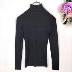良品★イング　INGNI　タートルネック　長袖トップス　M　黒　ウール混