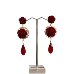 再販未定☆【ピアス】チェコドロップ エスニック風デザイン ワイン