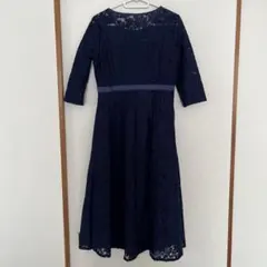 ネイビー レース ドレス ワンピース 結婚式 披露宴 パーティ お呼ばれ