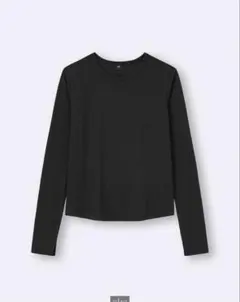 GU ソフトリブクルーネックTシャツ【XL】ブラック 356271