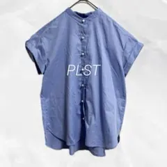 a1958 PLSTプラステ　パールボタン　バンドカラーシャツM　キレイめ　上品のサムネイル