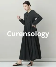 Curensology ニット ロングワンピース 長袖　チャコールグレー 楽天市場】チョーカーネックニットロングワンピース 長袖ニット