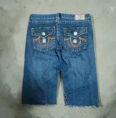 TRUE RELIGION JOEY Y2K デニムショーツ フレア カットオフ