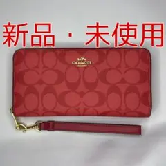COACH シグネチャー 長財布 レッド ストラップ付のサムネイル