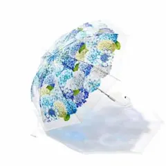 フェリシモ　雨空に咲きこぼれる 紫陽花　傘 雨傘　水色　青のサムネイル