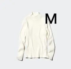 UNIQLO リブ ハイネックT M ホワイト