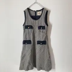 ■千鳥格子♡ノースリーブワンピース　on air　80s　総裏　古着　レディース
