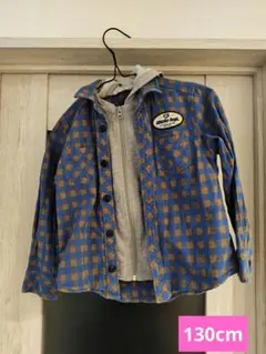 チェック柄フード付きシャツ　130cm