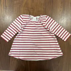 futafuta 赤と白のストライプ Tシャツ 90