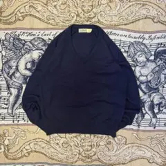 80s USA製 L.L.Bean vネックニットセーター ネイビー 無地